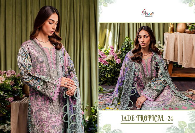 Jade Tropical 24 By Shree Embroidery Printed Cotton Pakistani Suits Wholesale Shop In Surat